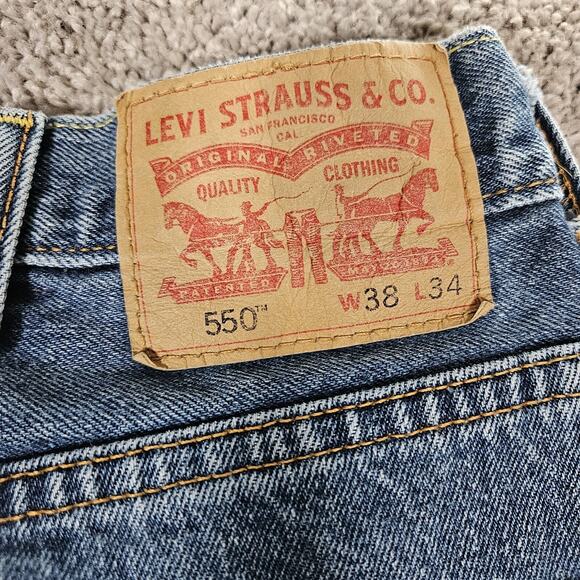 Levis 550 Jeans Mens 36x33 (Tag 38x34) Blue Relaxed Fit Denim Hipster Skater - Picture 3 of 13